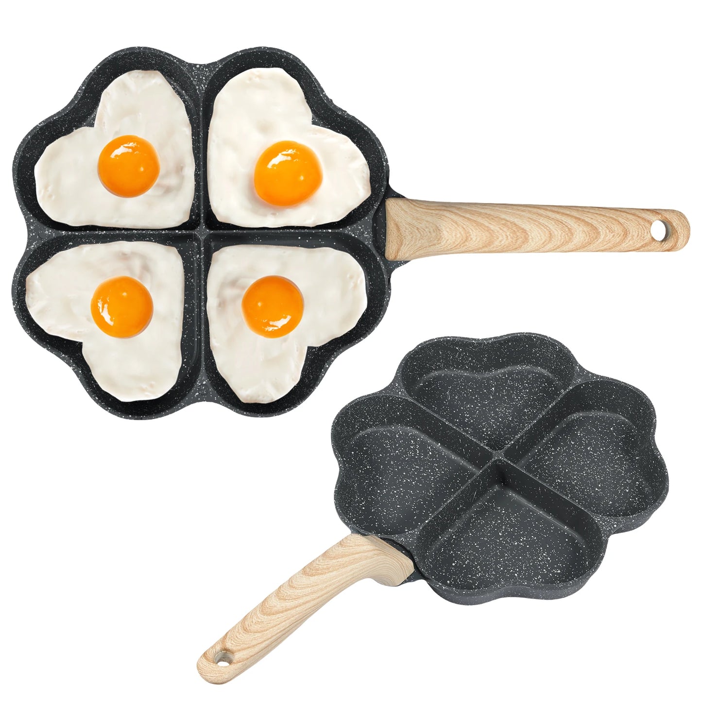 4-Cup Heart Egg Frying Pan – Non-Stick Aluminum Omelette Skillet for Gas & Induction Cooker
