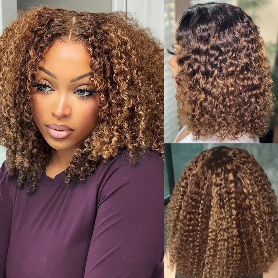 427 Highlight Deep Wave Bob Wig (250% Density) | Glueless 5x5 HD Lace Closure | Brazilian Human Hair