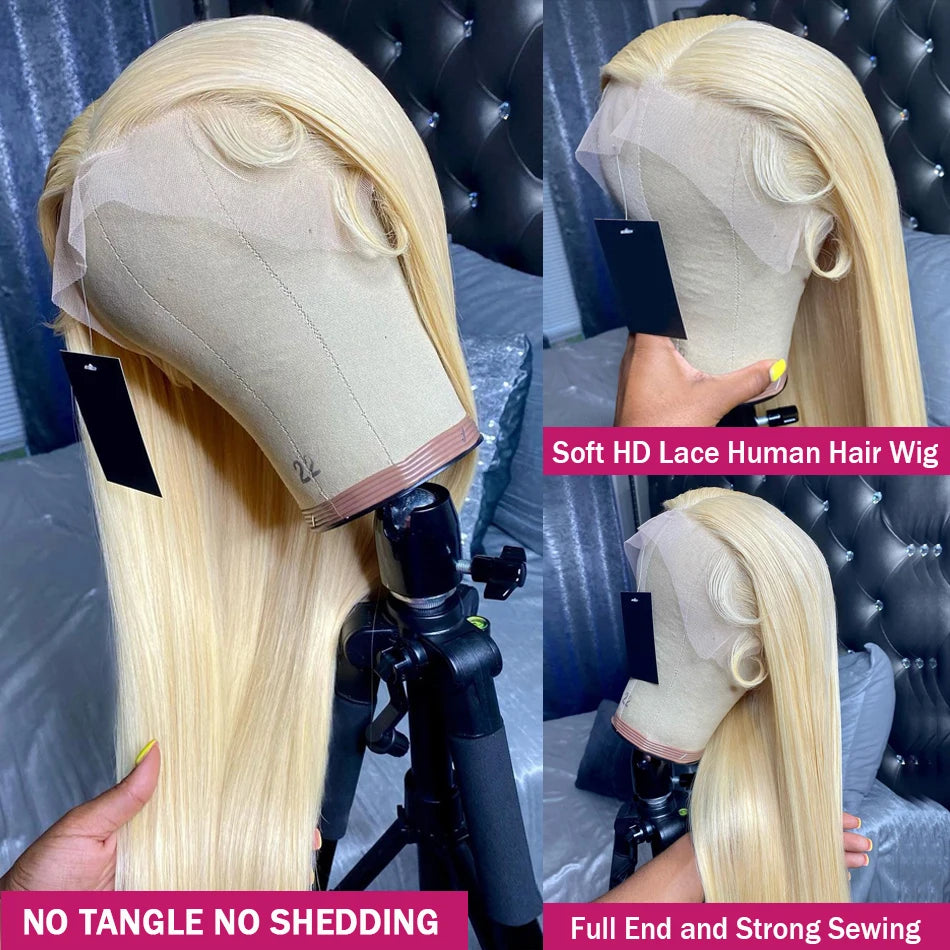 WeWave 613 Blonde Bone Straight 13x6 HD Transparent Lace Front Wig (Brazilian Remy Human Hair)