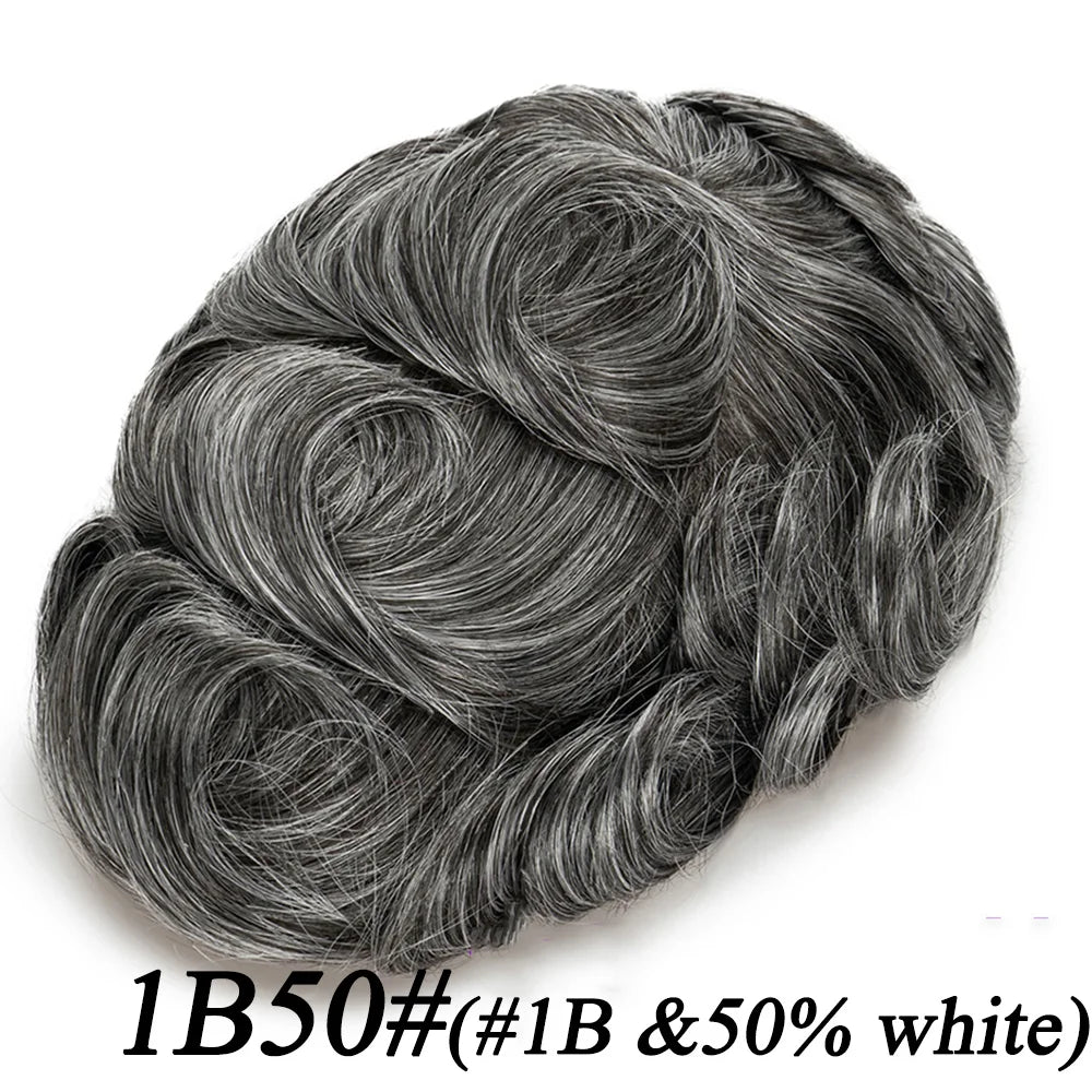 Men's Human Hair Toupee – Hollywood Skin & Lace Base, 6x8 / 7x9 / 8x10