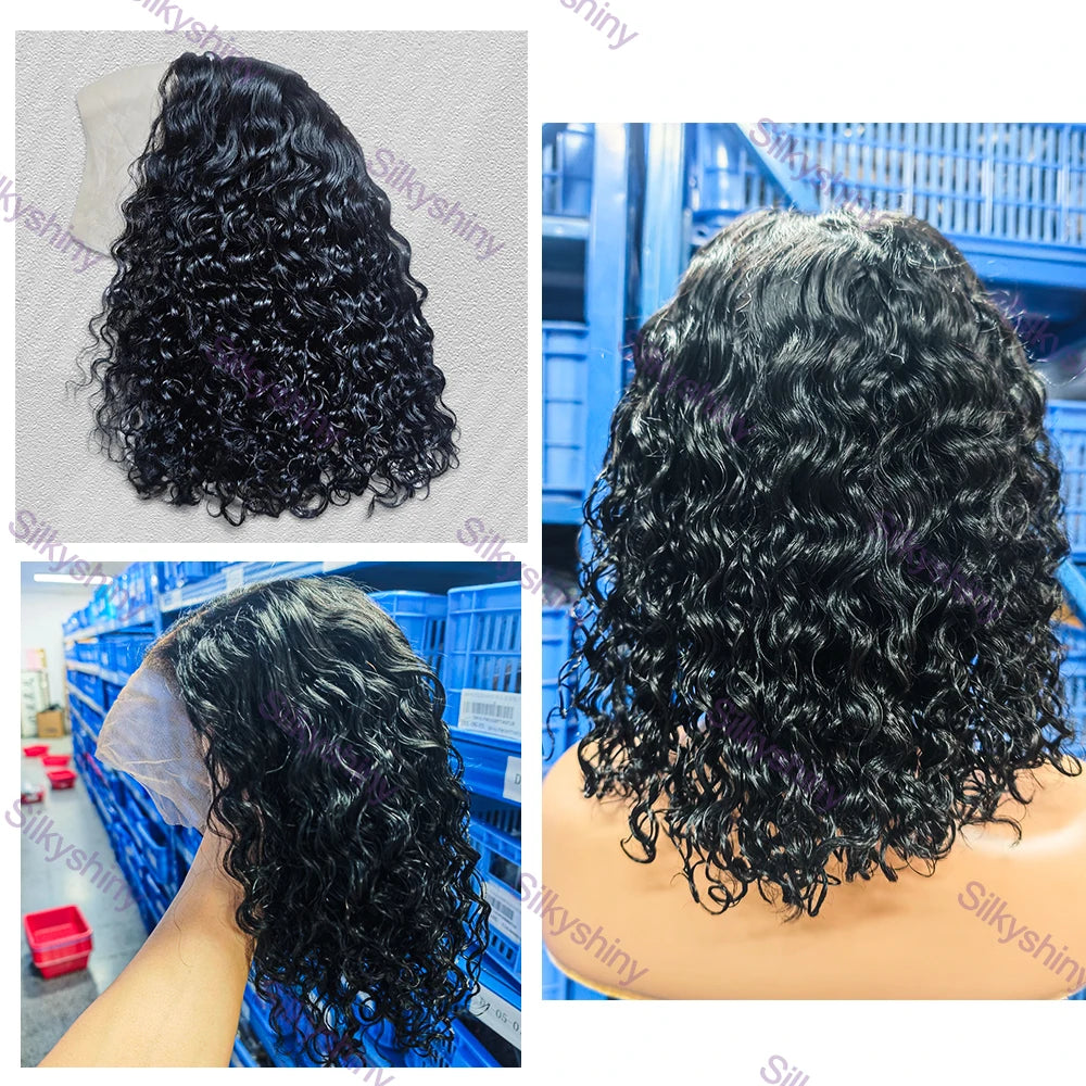 Glueless 13x4 HD Lace Curly Bob Wig 100% Human Hair Pre-Plucked Natural Hairline Short Curly Wig
