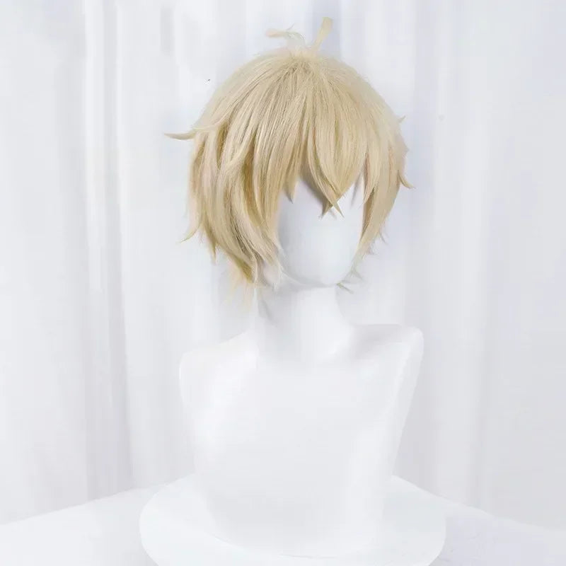 Men's Short Blonde Cosplay Wig – Heat Resistant Synthetic Full Cap Wig