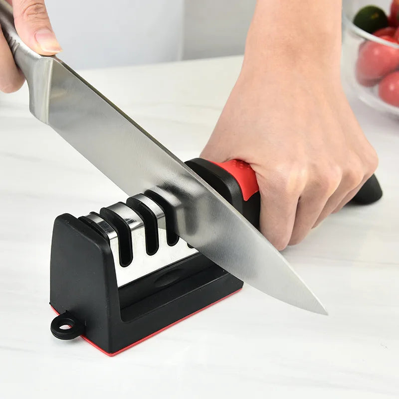 4-Segment Kitchen Knife Sharpener | Multi-Functional Handheld Sharpening Tool – Black