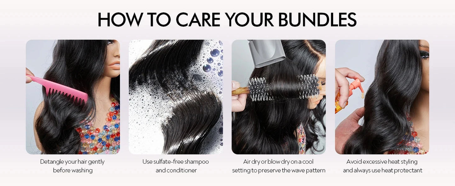 12A Brazilian Body Wave Raw Human Hair Bundles (30–40 Inch) – Wet & Wavy Remy Weave Extensions