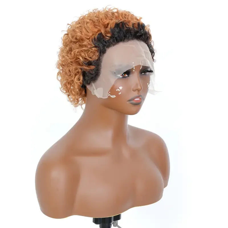 13x1 Pixie Cut Kinky Curly Lace Front Human Hair Wig (Peruvian, Short 4–16")