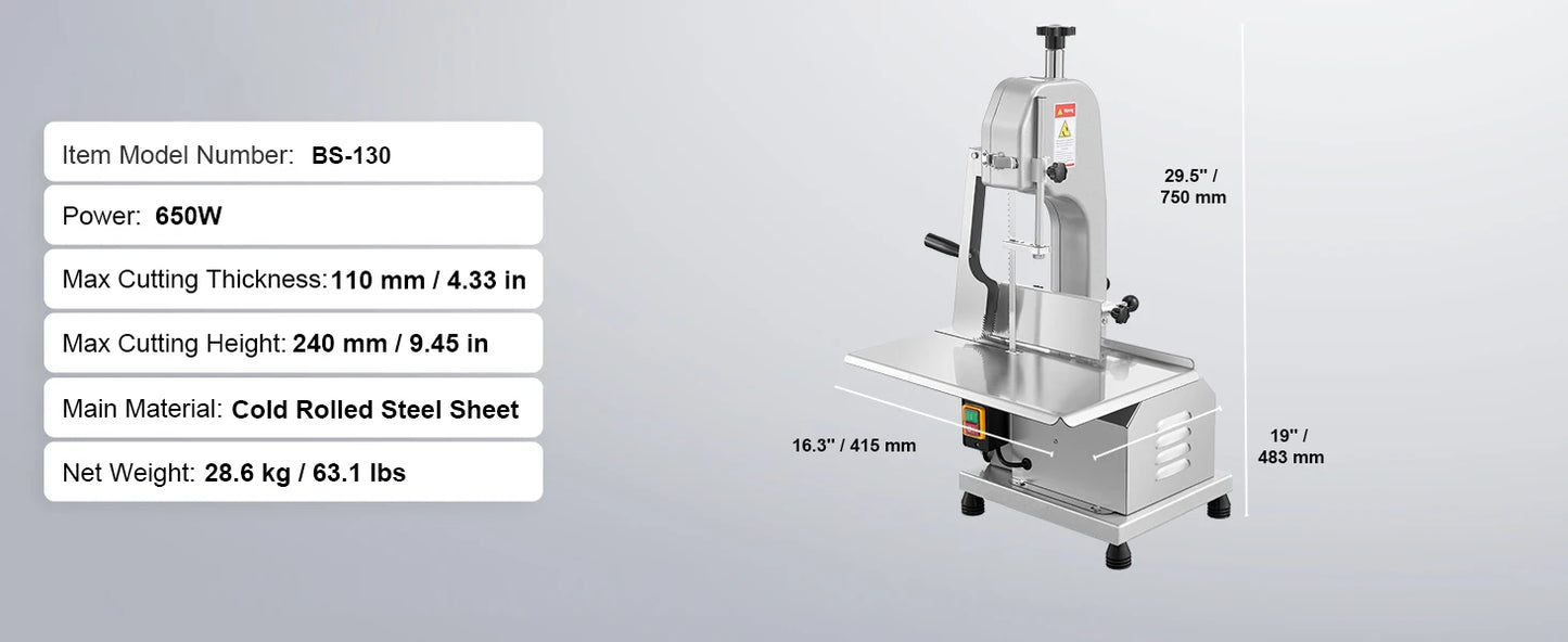 SucceBuy Commercial Meat Bandsaw 1800W – Stainless Steel Bone & Fish Cutter