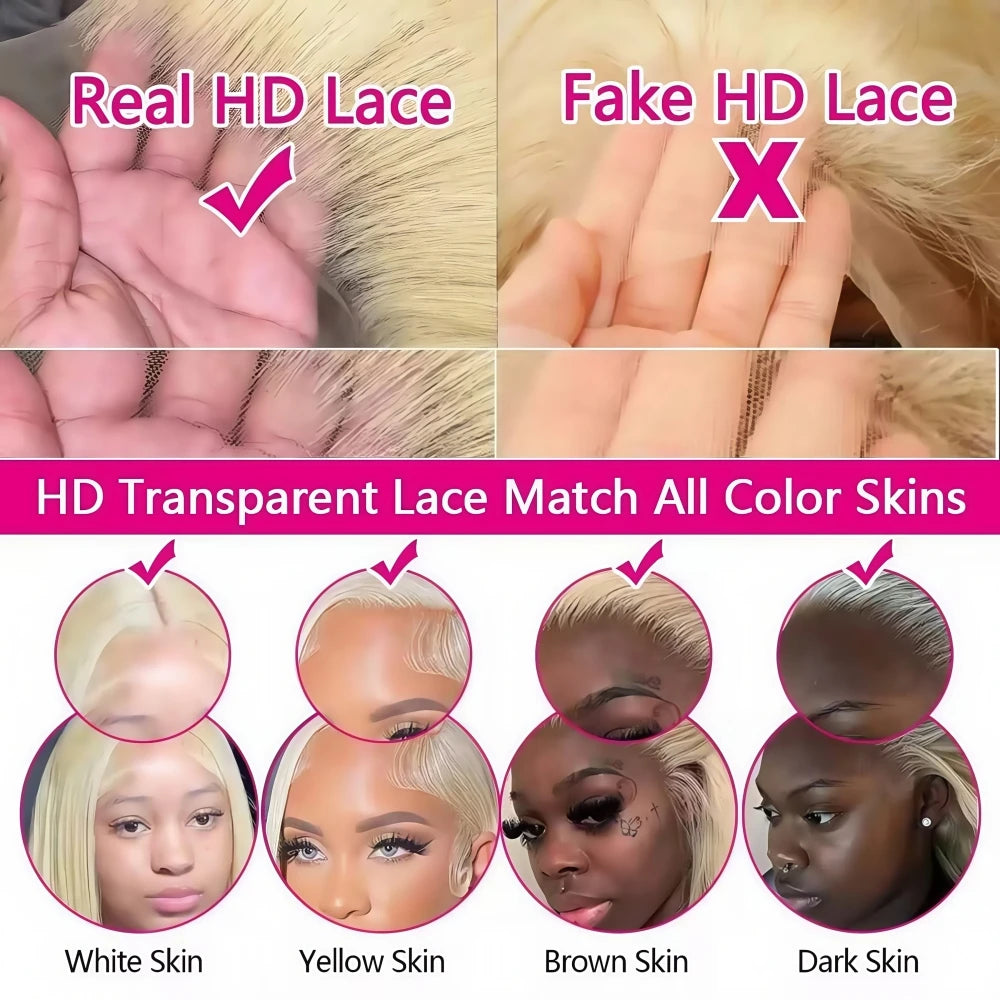 613 Blonde Short Bob Wig – 13x4 Lace Front Human Hair, Pre-Plucked, 180% Density