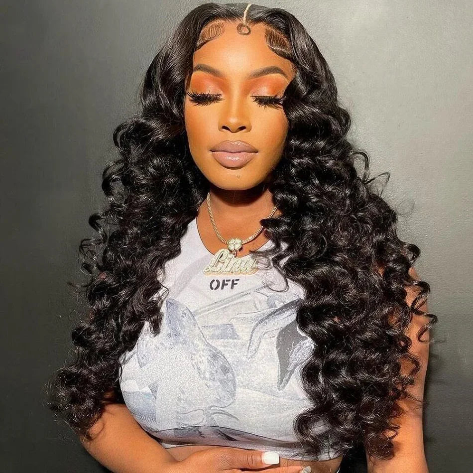 HD 13x6 Loose Natural Wave Lace Front Human Hair Wig – 250% Density, 30–40 Inch, Transparent Full/Frontal Lace