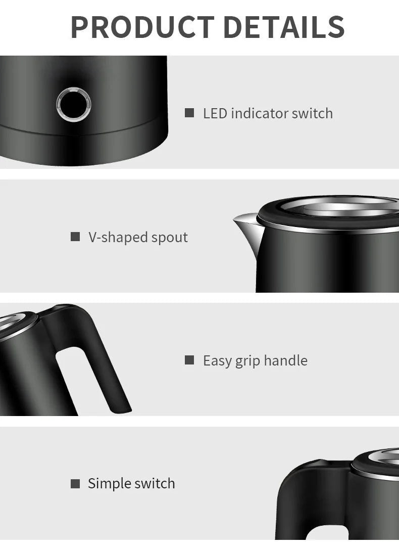 500ML Travel Electric Kettle – Portable Stainless Steel Water Boiler for Tea, Coffee & Camping