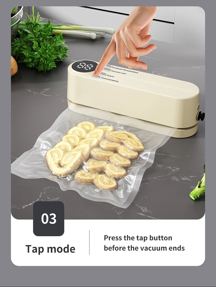 Mini Portable Vacuum Sealer – USB Rechargeable Wireless Food Saver for Dry & Moist Preservation Bags