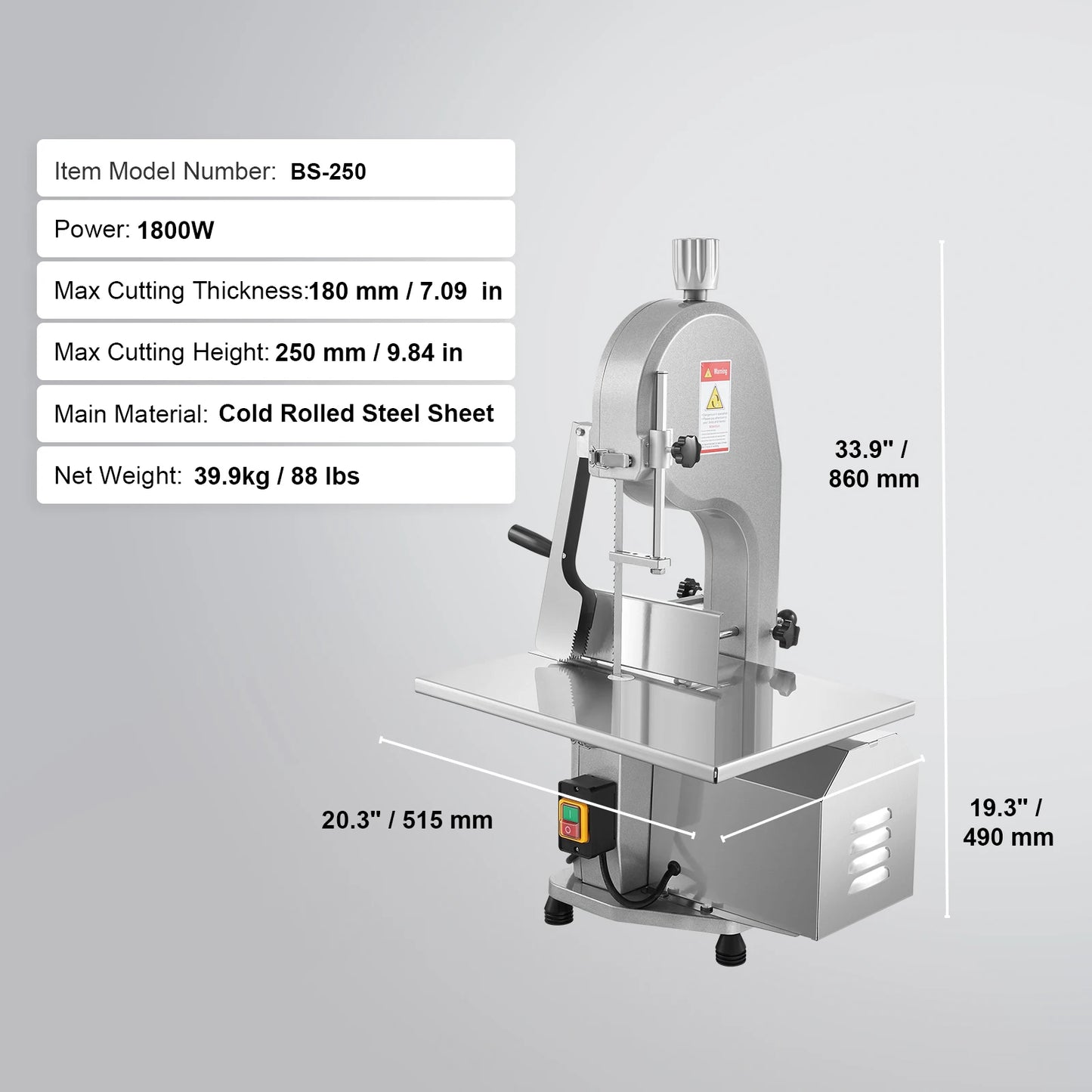 SucceBuy Commercial Meat Bandsaw 1800W – Stainless Steel Bone & Fish Cutter
