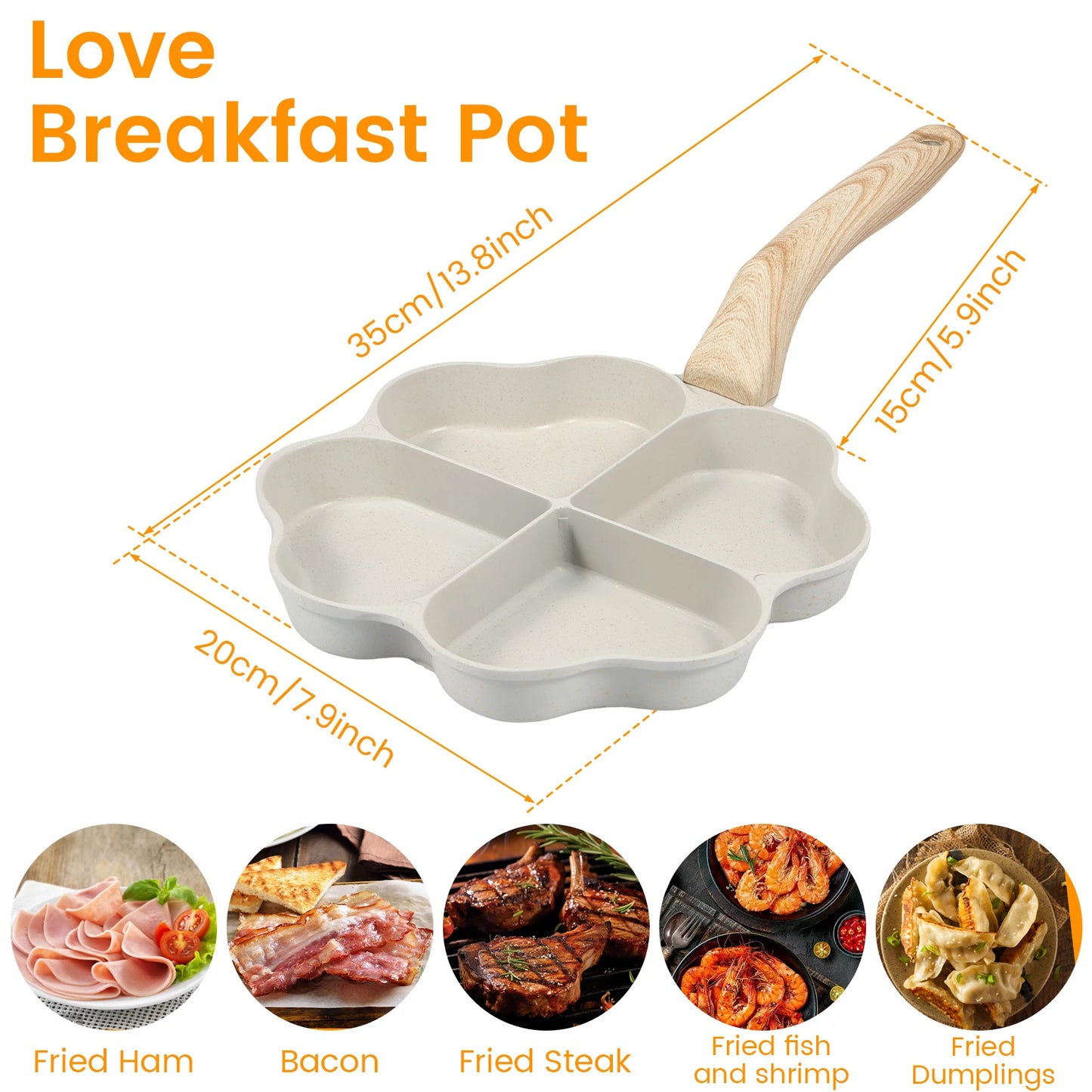 4-Cup Heart Egg Frying Pan – Non-Stick Aluminum Omelette Skillet for Gas & Induction Cooker