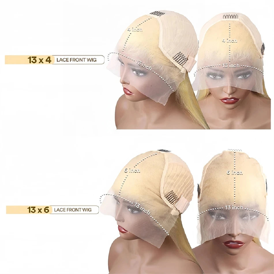 613 Gold Blonde 13x6 HD Transparent Lace Front Wig – 220 Density Body Wave, 30 Inch (Brazilian Remy Human Hair)