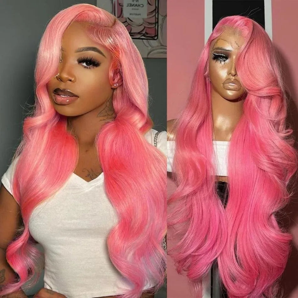 Pink Body Wave Human Hair Wig 13x6 HD Lace Frontal 40 Inch – 230% Density