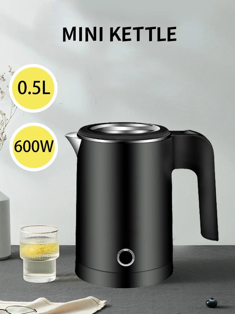 Smart Travel Electric Kettle 500ML – Portable Stainless Steel Water Boiler for Tea & Coffee