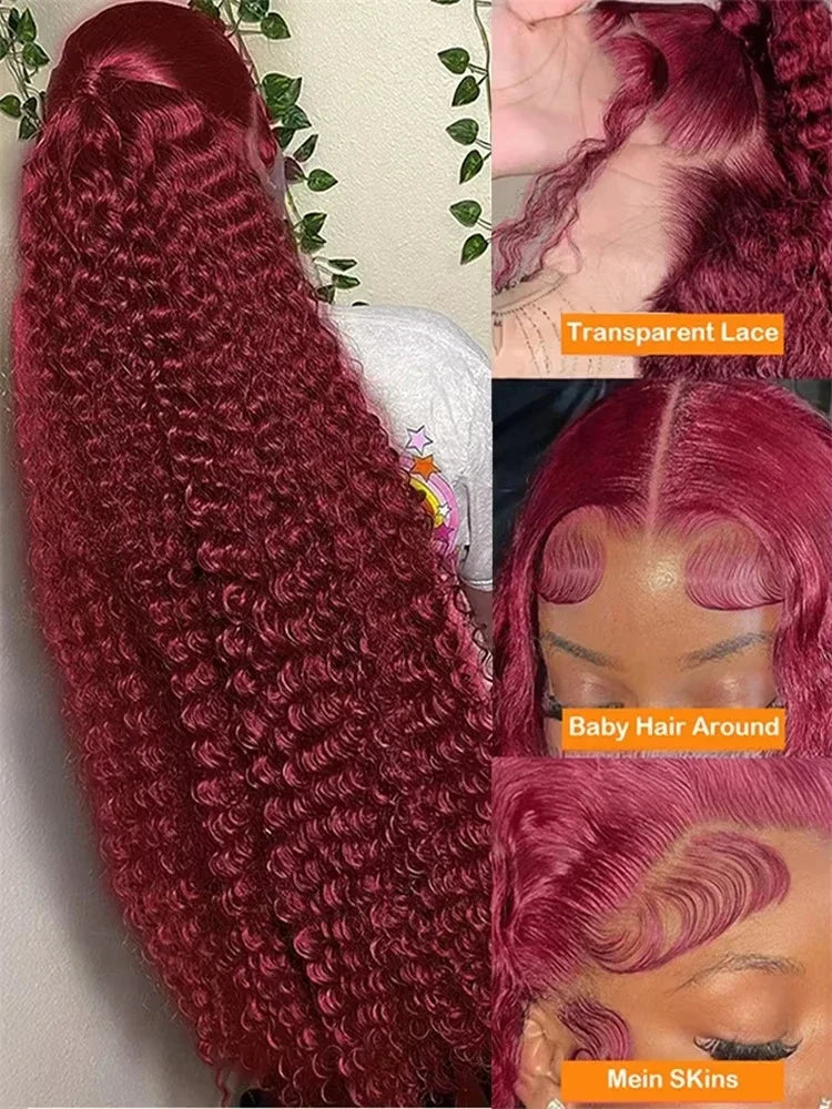 99J Burgundy Deep Curly 13x6 HD Lace Front Human Hair Wig