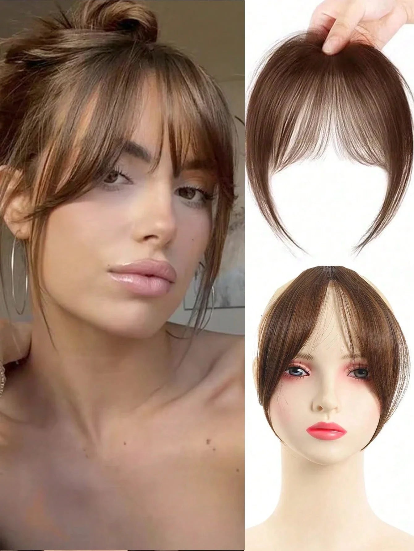 Middle Part Clip-in Bangs | Natural Seamless Hairpiece | 12 Colors