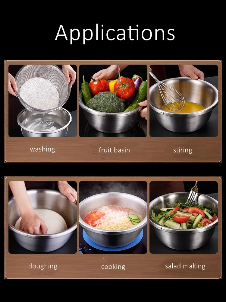 316L Stainless Steel Kitchen Bowl – Anti-Bacterial Salad & Food Washing Basin