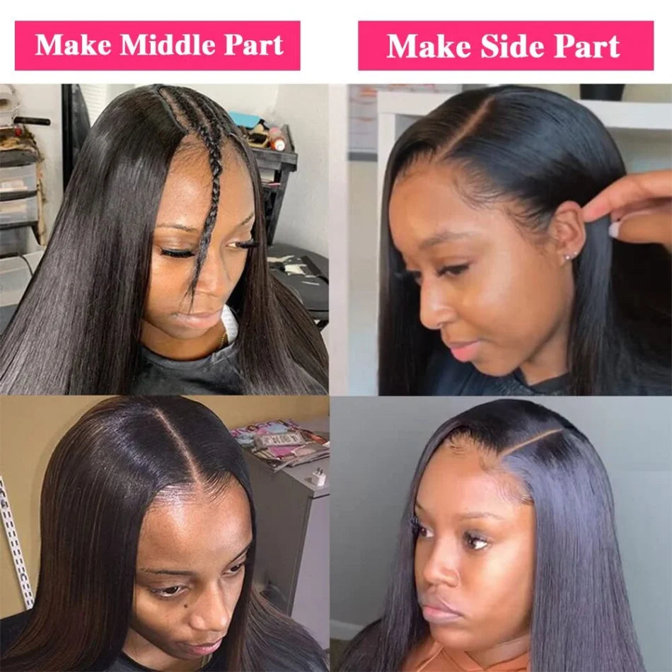 Glueless V Part Straight Human Hair Wig (220% Density, Natural Black, Beginner Friendly, No Leave Out)