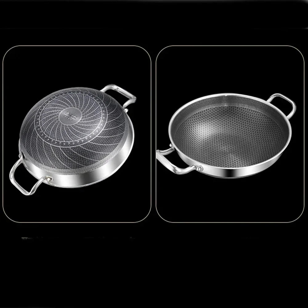 32cm 304 Stainless Steel Non-Stick Frying Pan – Induction & Gas Wok