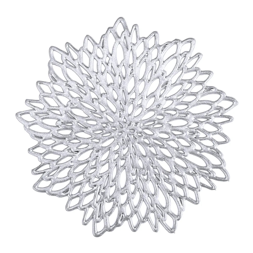 Round Blooming Flower Placemats Set – Modern PVC Heat-Resistant Table Mats for Dining & Events