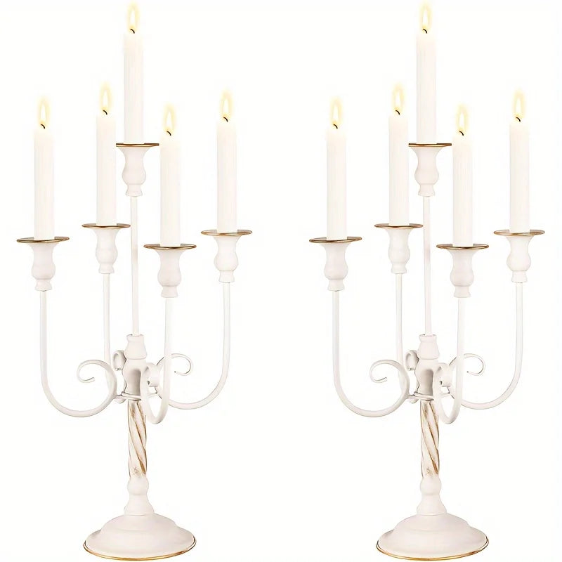 5-Arm Metal Candelabra Candle Holder – 19.6" Tall Decorative Candle Stand for Weddings, Events & Holidays