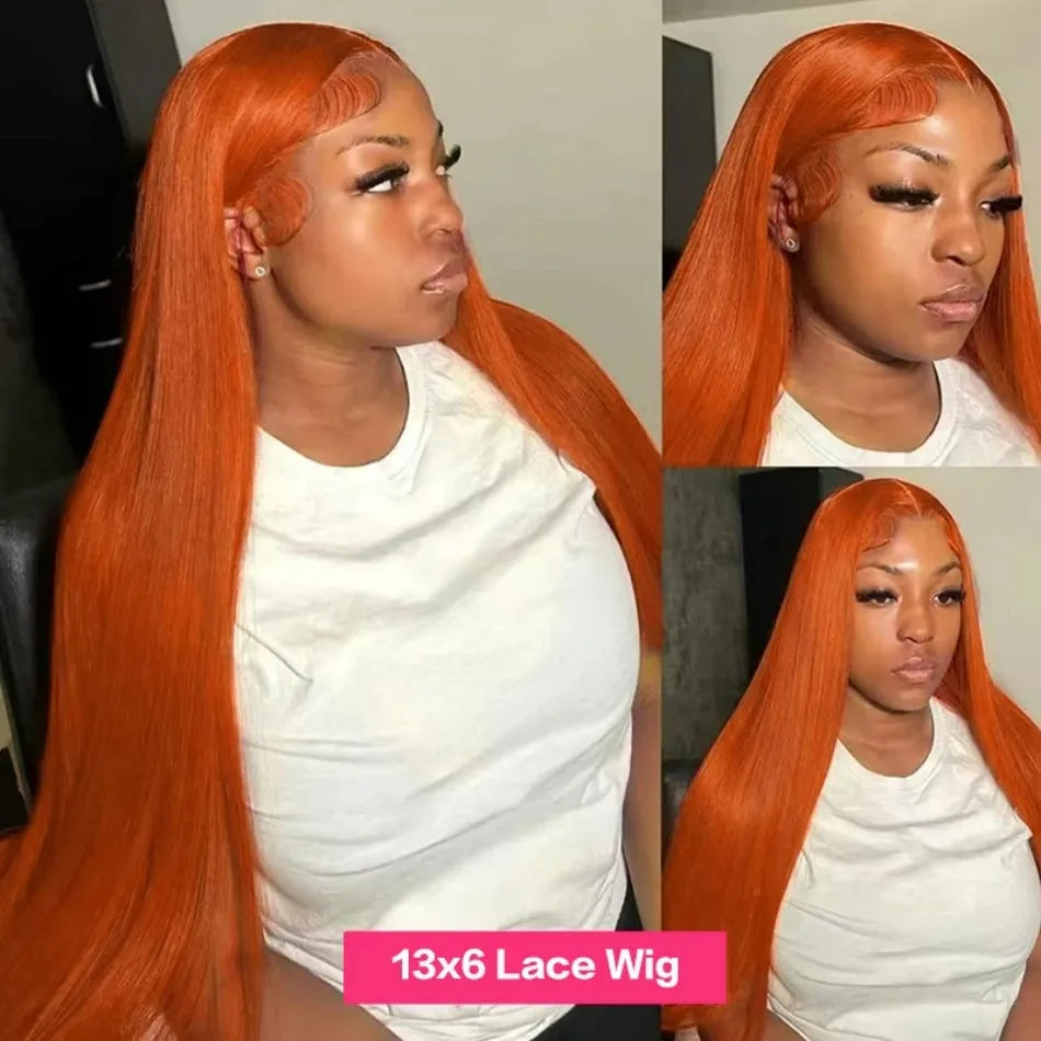 Afybea Ginger 350 Straight HD Lace Front Wig (13x6/13x4) – 36 Inch, 220% Density, Pre-Plucked Brazilian Remy Human Hair