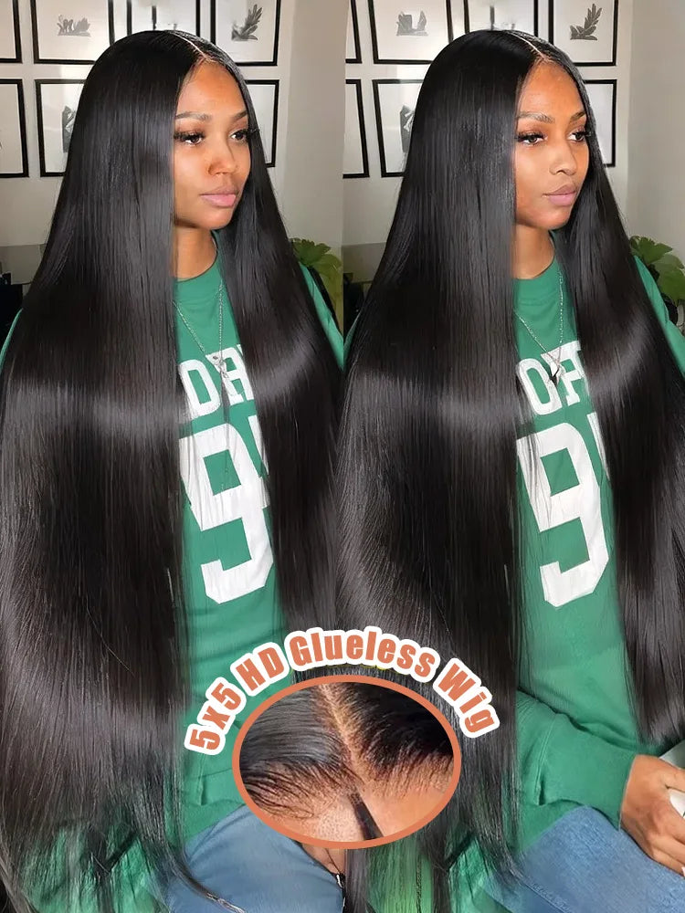 Bone Straight 13x6 HD Transparent Lace Front Wig (Wear & Go Glueless, 200% Density) – 30/34/40 Inch