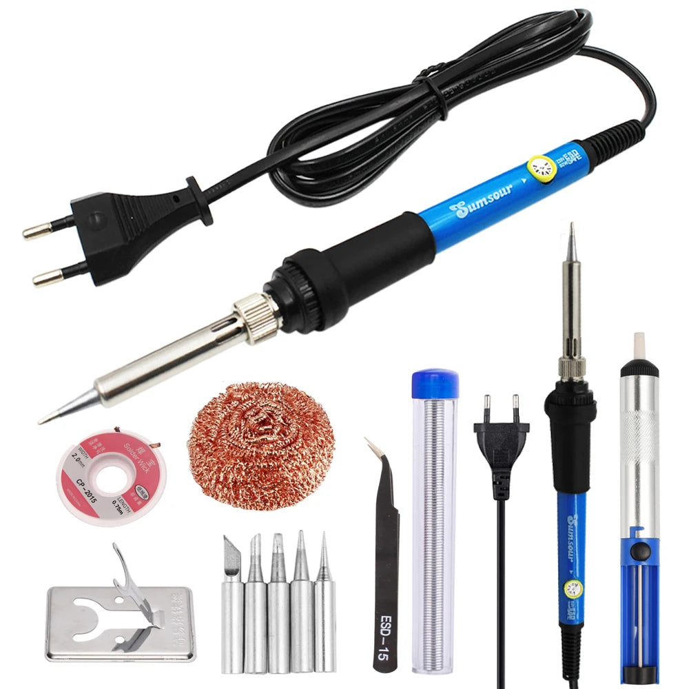 80W Electric Soldering Iron Kit – Adjustable Temperature Digital Welding Tool with Display & Multiple Tips