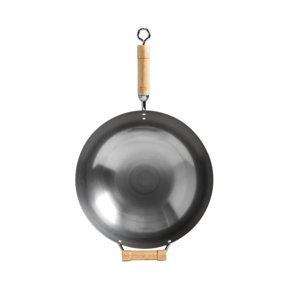 14-Inch Carbon Steel Wok – Round Bottom, Birch Handles, Induction Safe