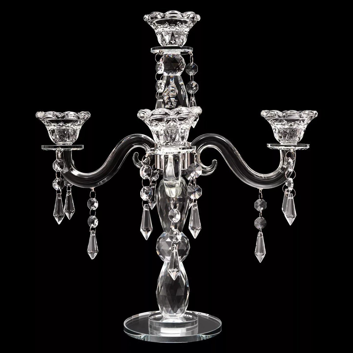 5-Arm Crystal Candle Holder Centerpiece – Elegant Candelabra Decoration for Wedding, Party & Home Décor