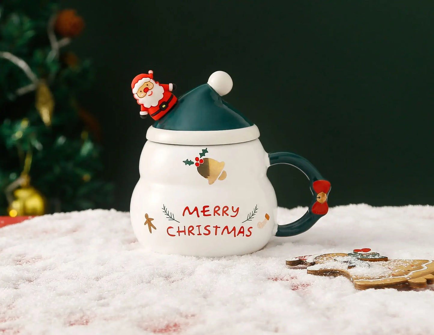 Christmas Ceramic Mug – Nordic Style Santa & Snowman Cup Gift for Holiday Season
