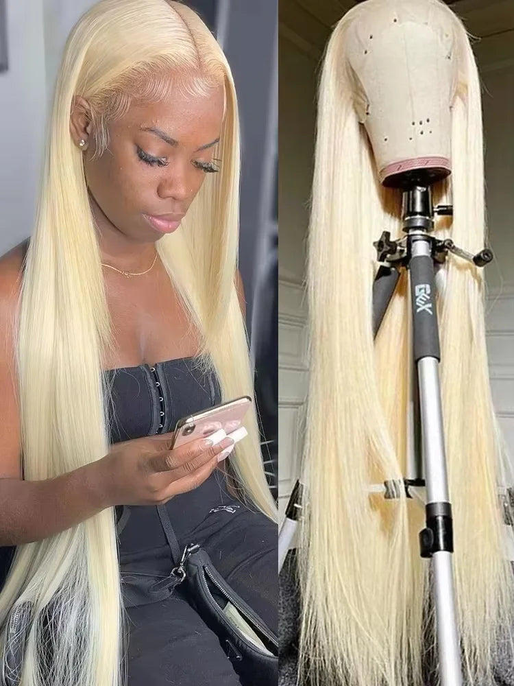 613 Honey Blonde Bone Straight Lace Frontal Wig – 13x6 HD Transparent, 30 & 40 Inch, 200% Density