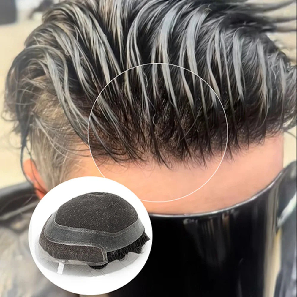 Men's Human Hair Toupee – Hollywood Skin & Lace Base, 6x8 / 7x9 / 8x10