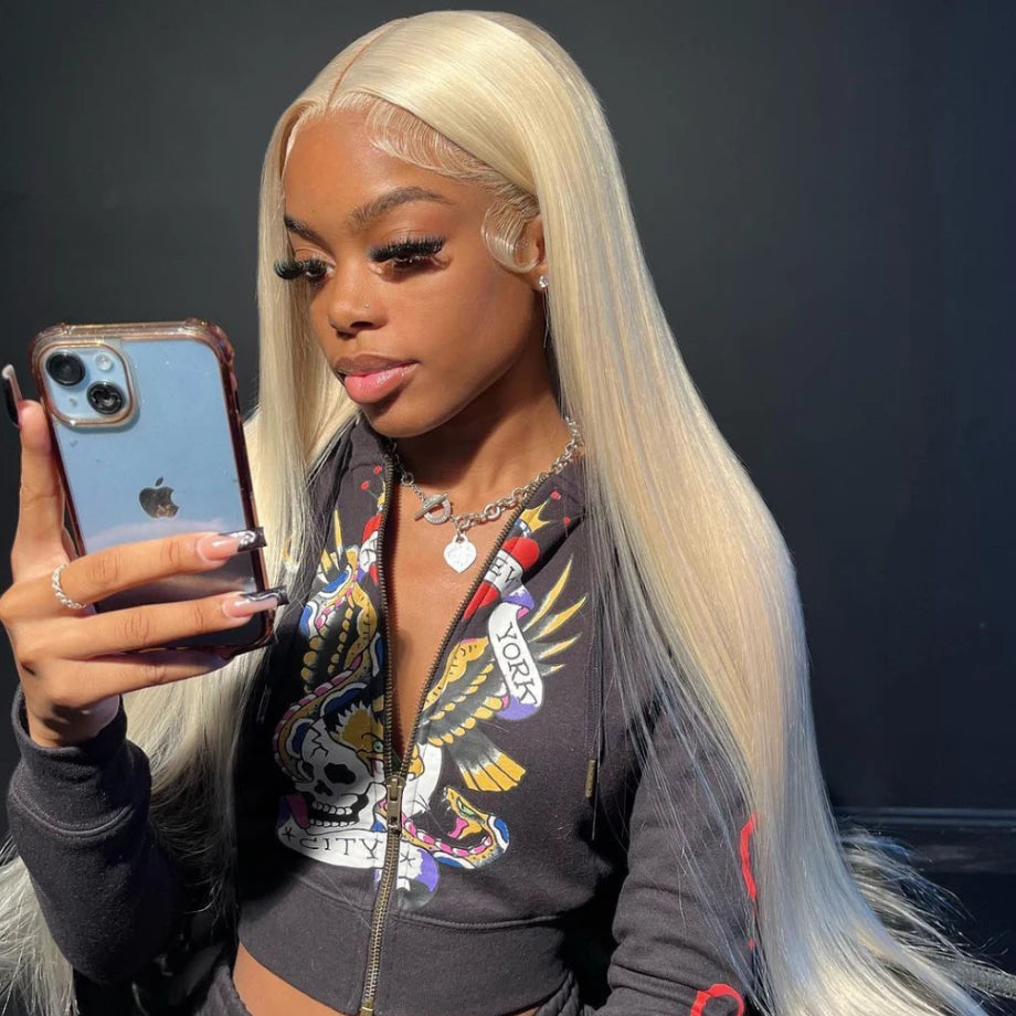 613 Blonde HD Lace Front Wig (13x6 / 13x4) – Brazilian Remy Human Hair, Straight, Transparent Lace