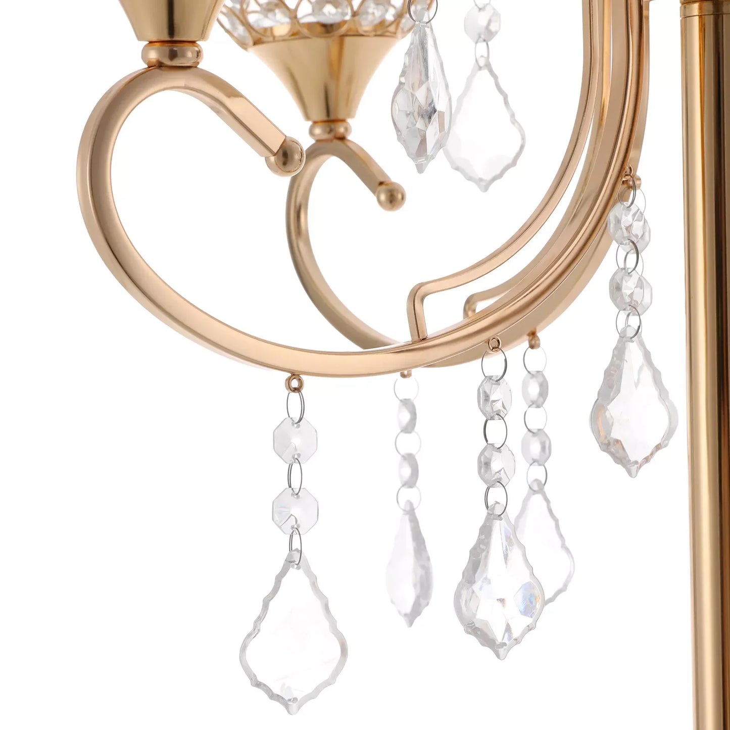 2PCS 5-Arm Crystal Candelabra Candle Holders – Gold Table Centerpieces for Weddings & Events