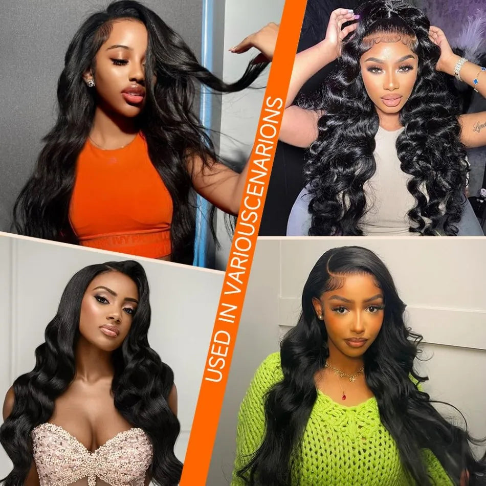 40 Inch Body Wave Human Hair Wig – 13x6 HD Lace Frontal, 220 Density, Pre-Plucked Brazilian Remy Hair