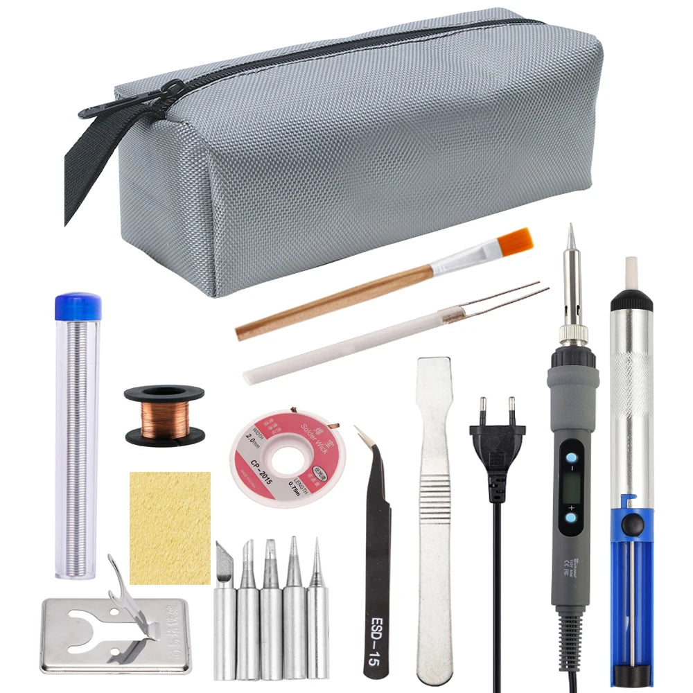80W Electric Soldering Iron Kit – Adjustable Temperature Digital Welding Tool with Display & Multiple Tips