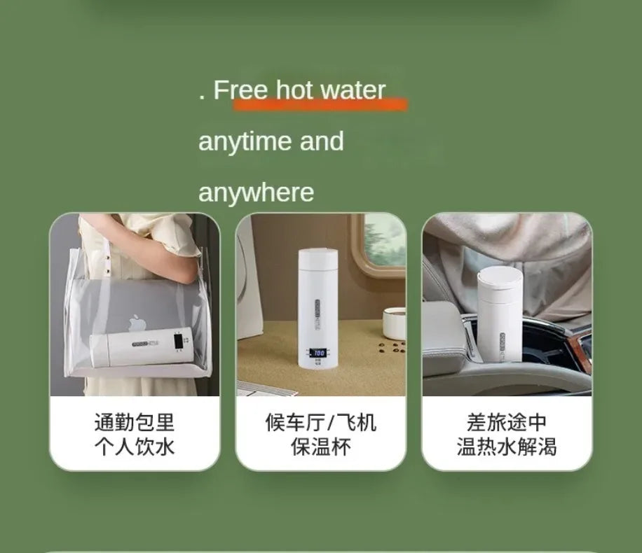 500ML Electric Kettle – Portable Tea & Coffee Travel Bottle with LED Display