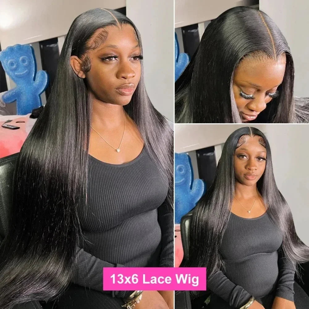 200% Density 13x4 / 13x6 HD Transparent Lace Brazilian Straight Human Hair Wig