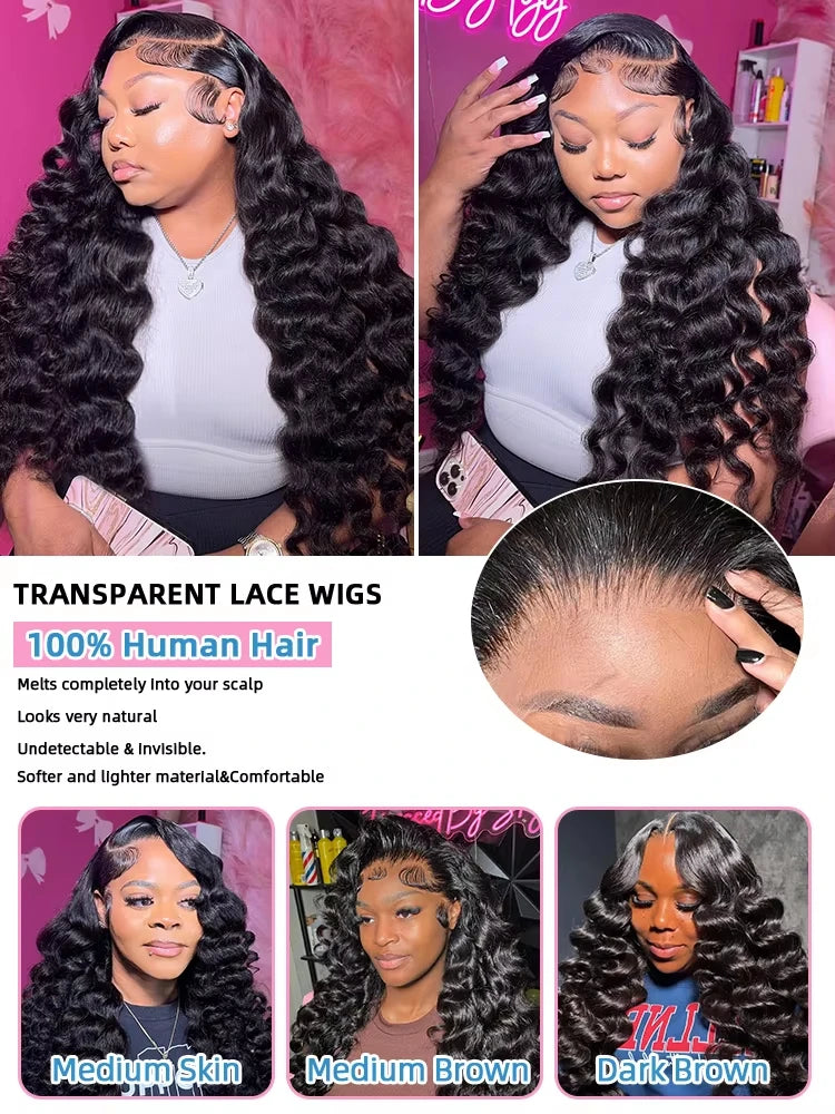 30 Inch Loose Deep Wave HD Lace Front & Glueless Human Hair Wig – Pre-Plucked Brazilian Curly Wig