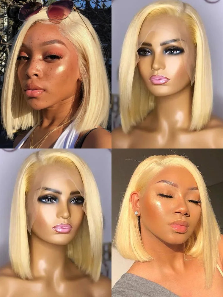 613 Blonde Bob Wig | 13x4 13x6 Lace Front Human Hair Wig | Straight Brazilian Remy Hair | 200% 220% Density