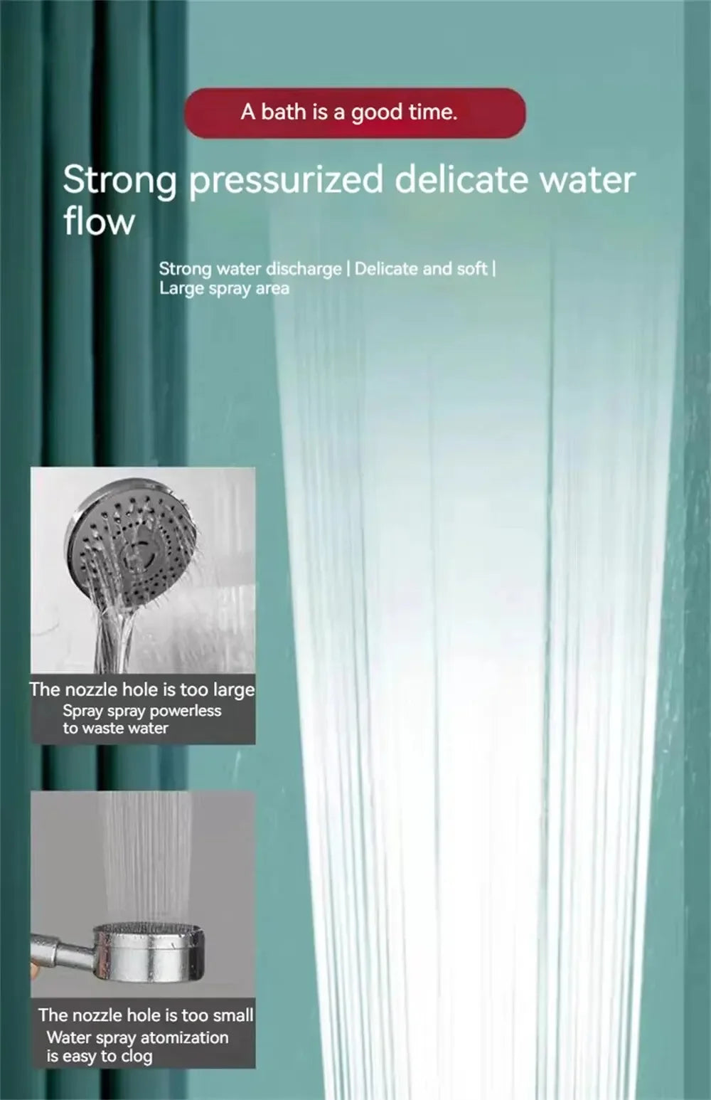 Adjustable 3-Mode Rainfall Shower Head | High-Pressure Water-Saving Handheld Shower – Gold Finish