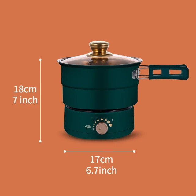 Folding Electric Hot Pot – Portable Travel Cooker with Steamer, Compact Dorm Pot