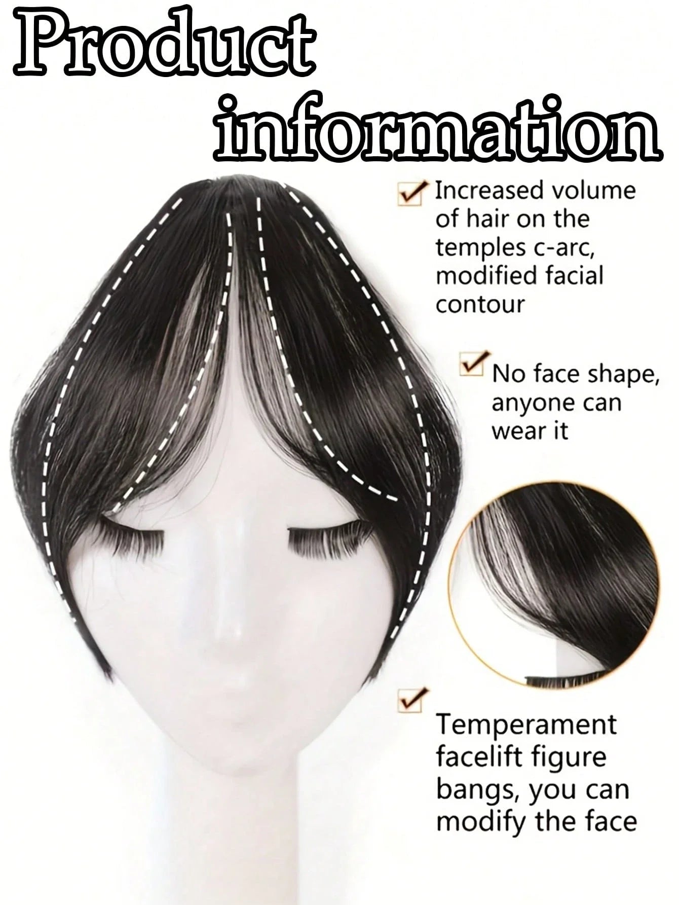 Middle Part Clip-in Bangs | Natural Seamless Hairpiece | 12 Colors