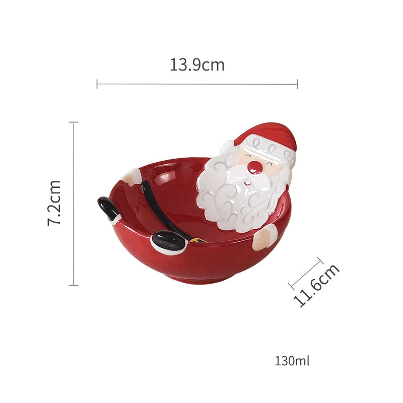 Christmas Ceramic Dinnerware Set – Santa, Snowman, and Tree Plates, Mugs & Bowls for Festive Holiday Table Decor