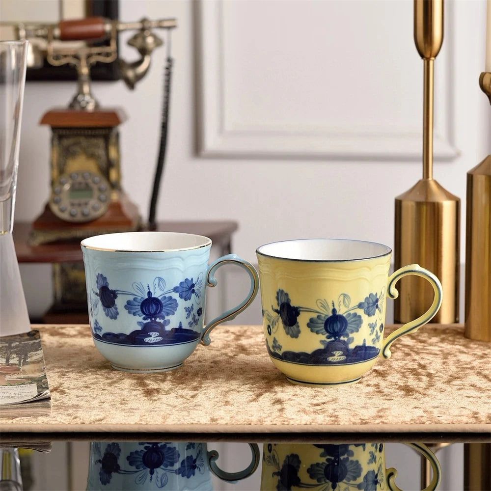 Ceramic Afternoon Tea Set – Printed Porcelain Cup, Saucer, Tray, Milk Pot & High Foot Plate