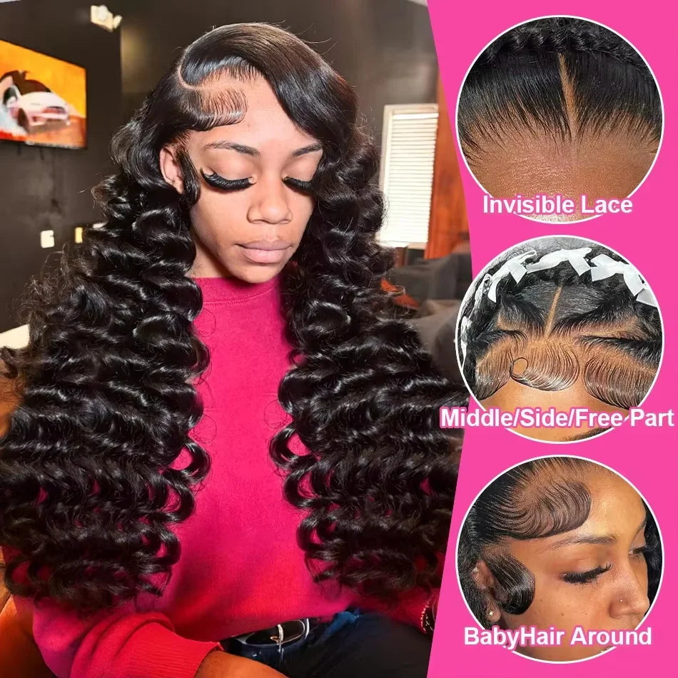 200 Density 30 40 Inch 13x6 Hd Lace Frontal Wig Loose Wave Wig Curly Human Hair WigsWave Human Hair Wig Brazilian Loose Deep