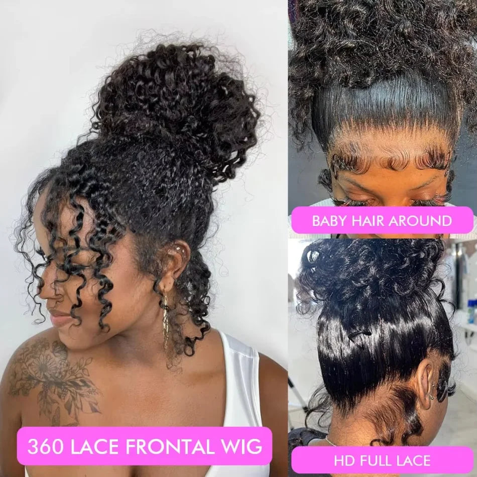 Deep Wave 360 HD Full Lace Human Hair Wig – Natural Black 40 Inch