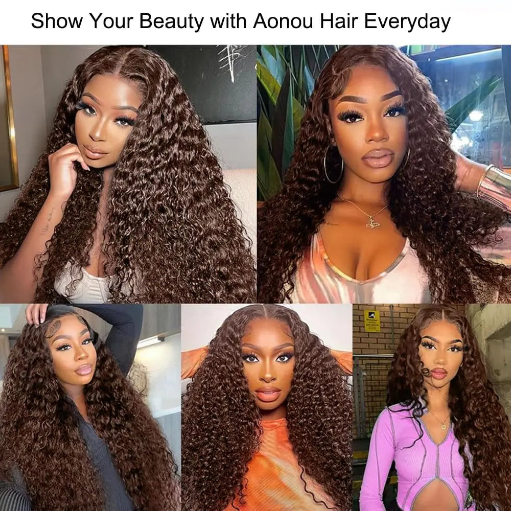 Chocolate Brown Deep Wave 5x5 Glueless Human Hair Wig | Ready to Wear | WowPopMall Hair